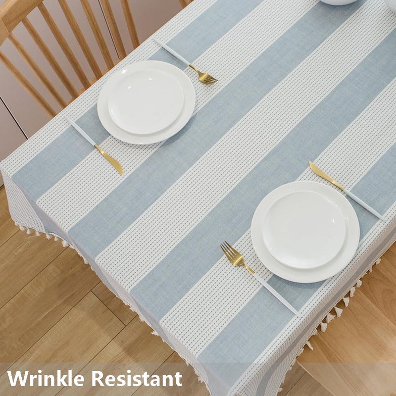 TruDelve Blue and White Stripe Cloth Tablecloths 55 x 70 inch Table Cloth Rectangle Table Fabric Cotton Tablecloths for Rectangle Tables (70"x55", Blue) - Image 3